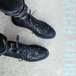 Saint Laurent Lace Pattern Ankle Boots